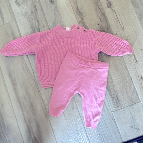 NEW H&M bundle Pink Sweater Matching Set + Maroon Waffle matching set - 6 months - Picture 3 of 8